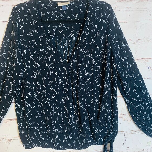 Universal Thread XXL Wrap Floral Tie Hem Long Sleeve Boho Cottagecore Blouse Top - Picture 1 of 7